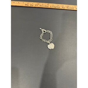 Silver Tone Heart Charm Bracelet – Sparkle Crystal Accent – Toggle Clasp